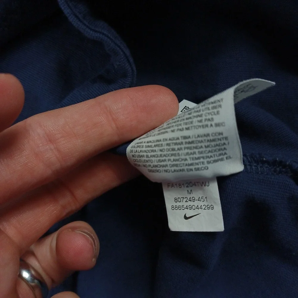 Nike Hoodie Mens Medium Blue Pullover‎ Sweatshirt Swoosh Logo Cotton Long Sleeve